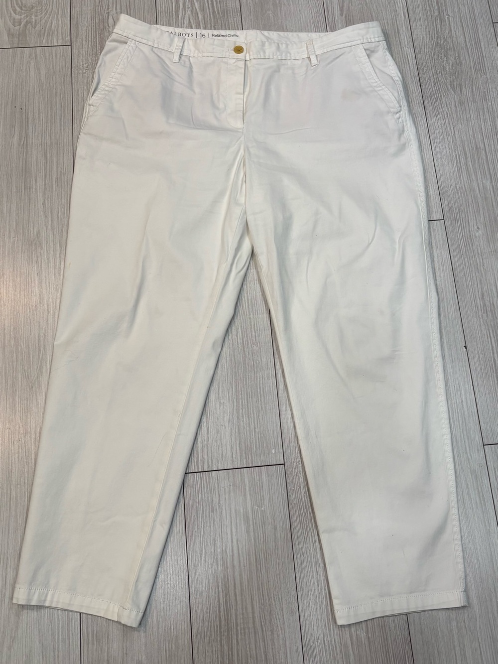 Talbots Relaxed Chino White Ankle Crop Cotton Blend Jeans 16